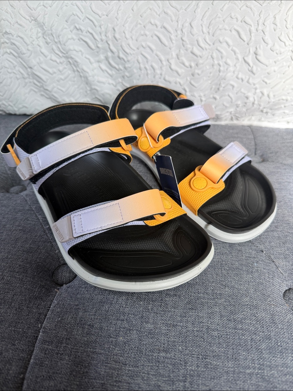 Birkenstock Kids Two-Tone Yellow and White Sport Sandals